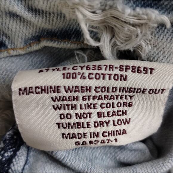 A Chiqle Denim Architect Light Acid Wash Distressed Ripped Denim Jean Vest S - Picture 11 of 11